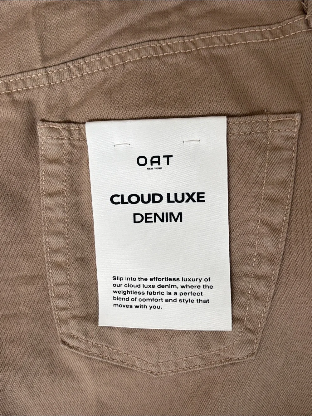 OAT New York Cloud Luxe Denim High Rise Wide Leg Pants in Khaki Size 8/29